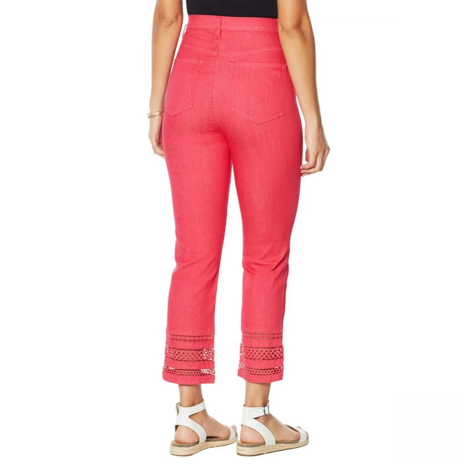 DG2 by Diane Gilman Women's Classic Stretch Crochet Hem Cropped Jeans