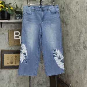 Dg2 Womens Embroidered Cropped Wide-Leg Jean 719097 Blue 16 Tall