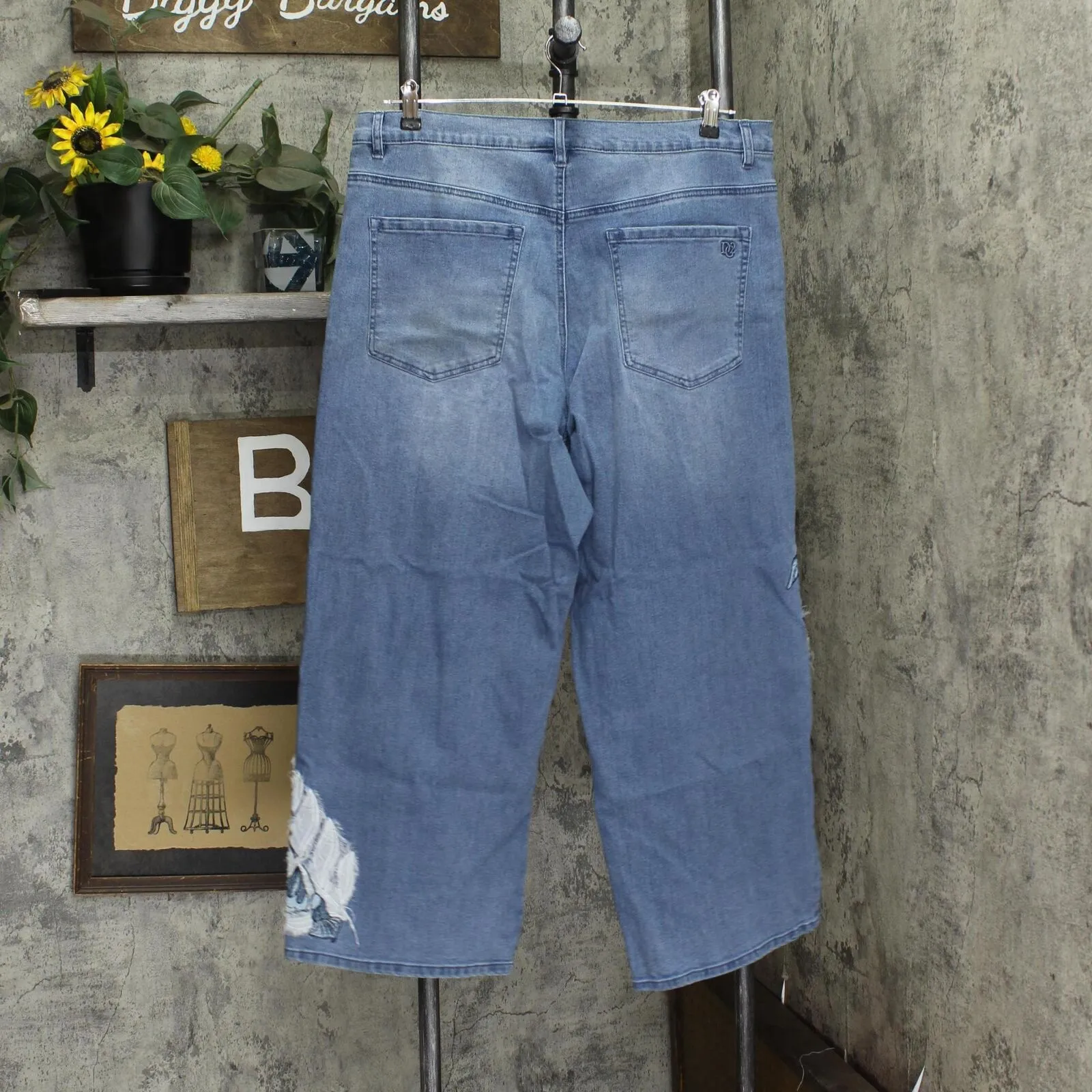 Dg2 Womens Embroidered Cropped Wide-Leg Jean 719097 Blue 16 Tall