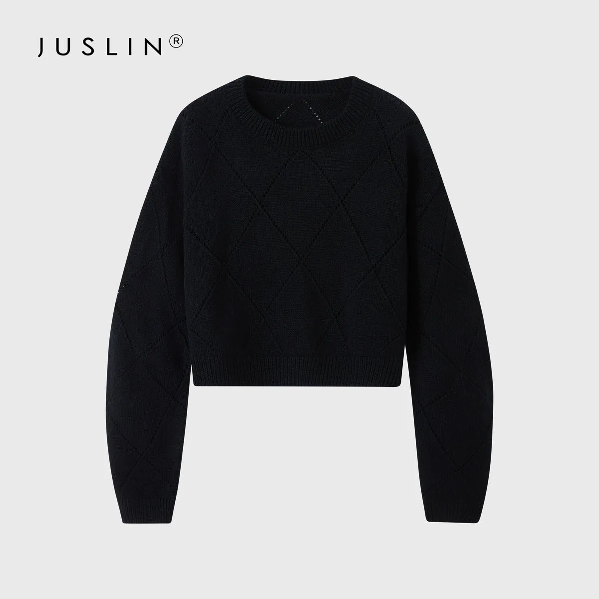 Diamond-Knit Pullover Sweater