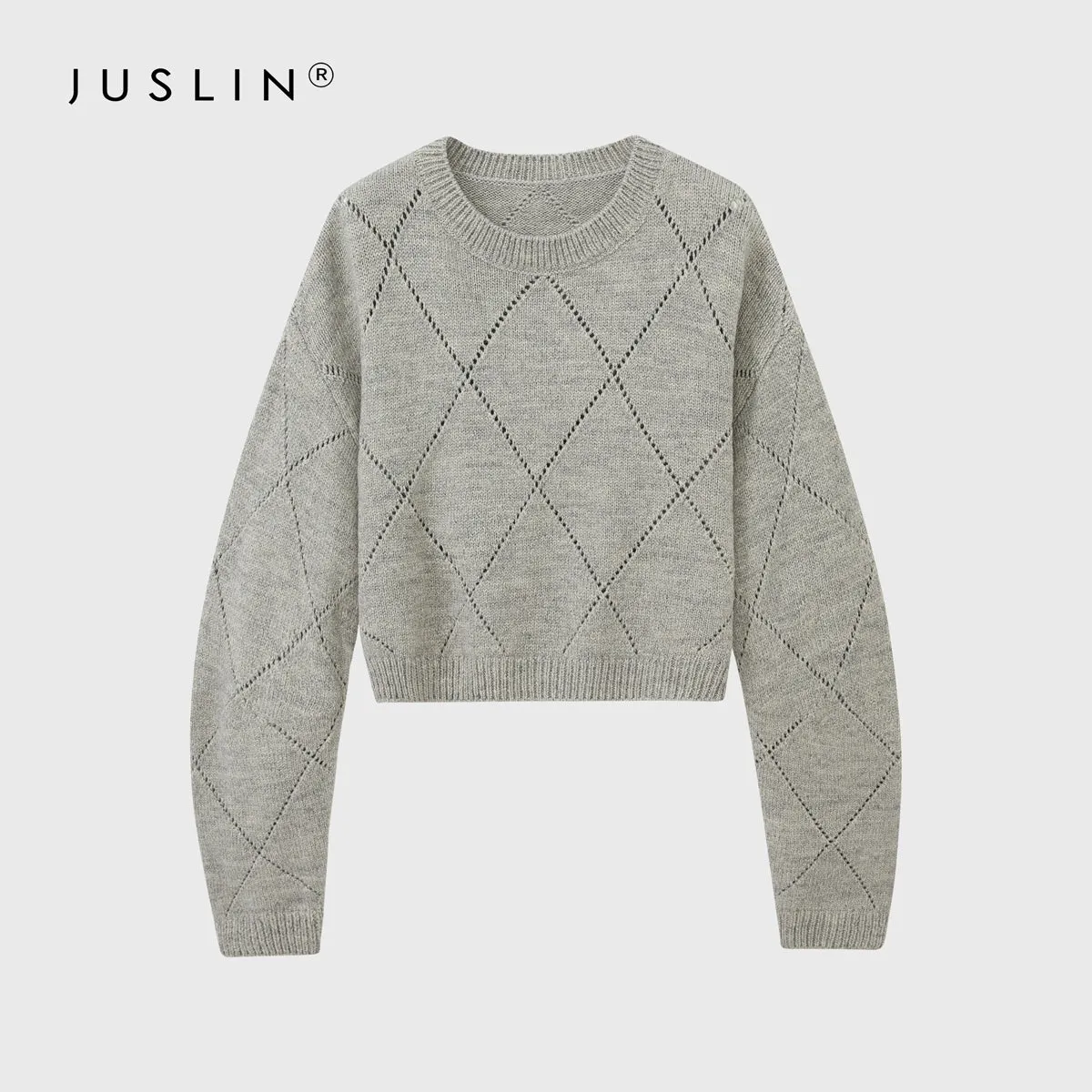 Diamond-Knit Pullover Sweater