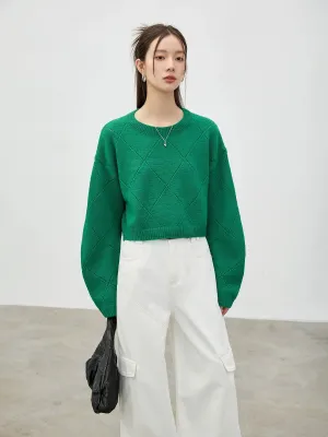 Diamond-Knit Pullover Sweater