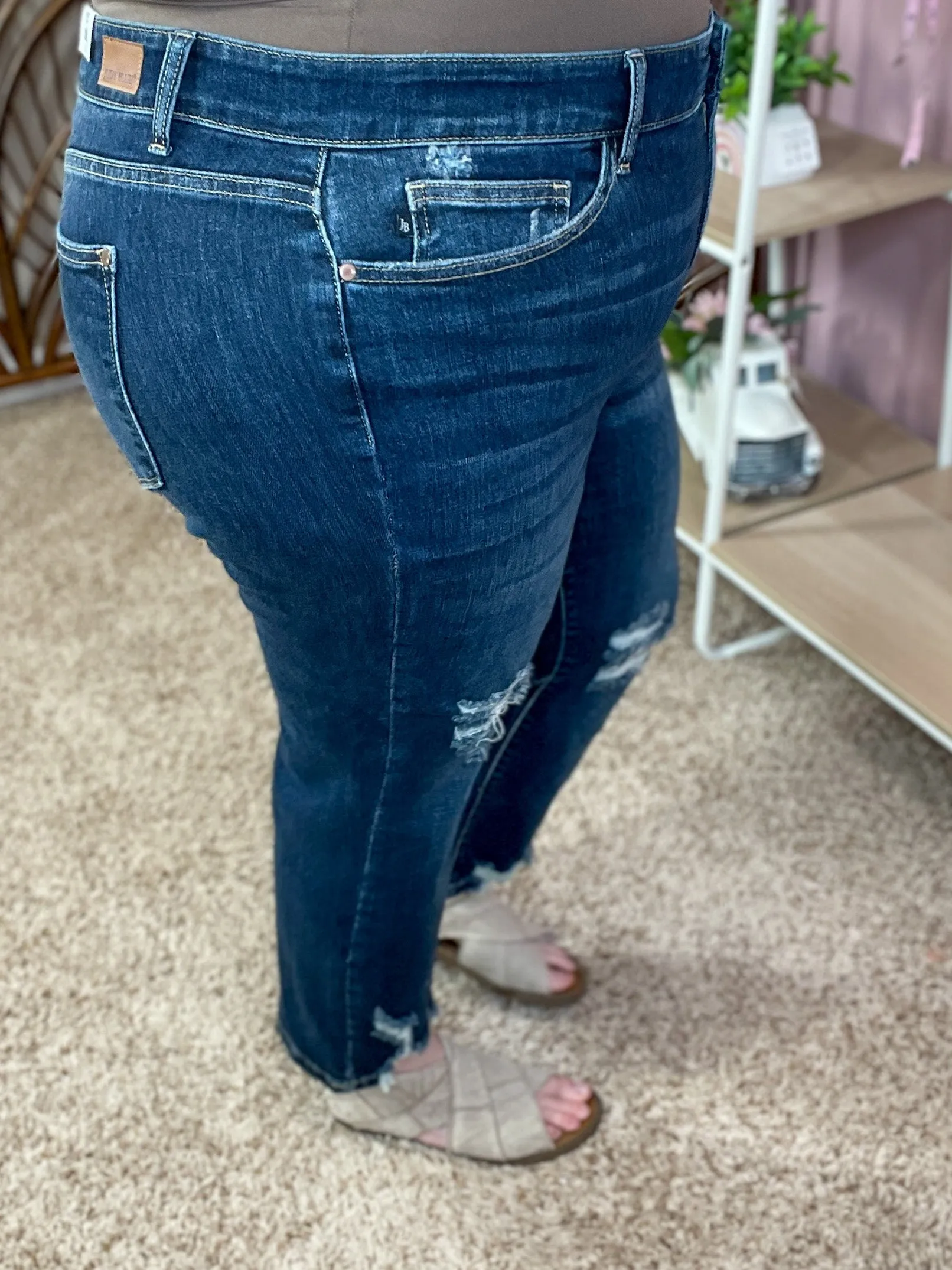 Don't Blame Me Destroyed Cropped Denim - Judy Blue - Restocked!