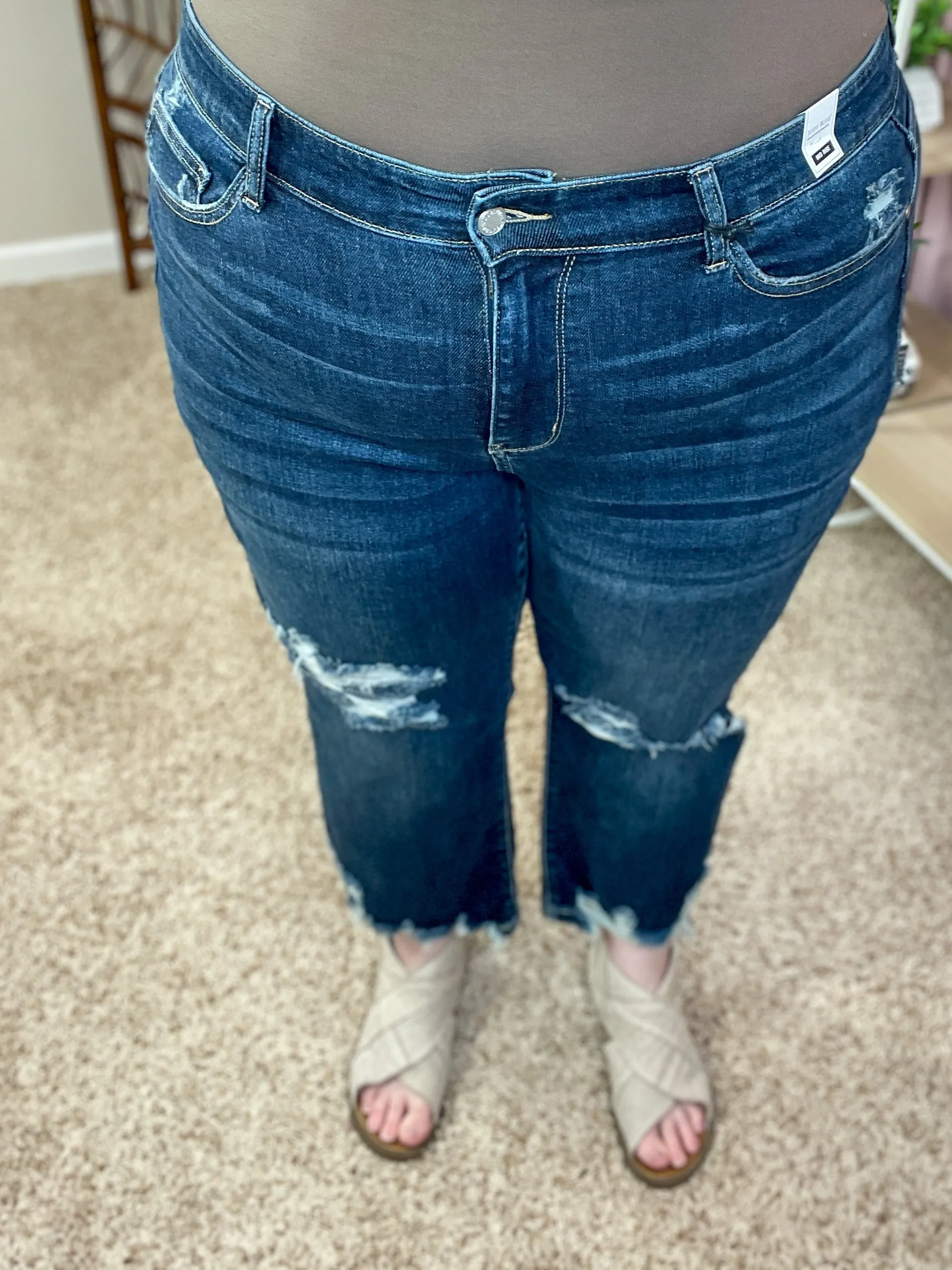 Don't Blame Me Destroyed Cropped Denim - Judy Blue - Restocked!
