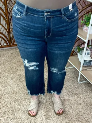 Don't Blame Me Destroyed Cropped Denim - Judy Blue - Restocked!