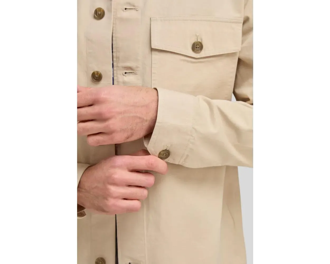 Double Two Long Sleeve Two Pocket Overshirt for Men's (DTLS1200) in Stone, 2XL-5XL
