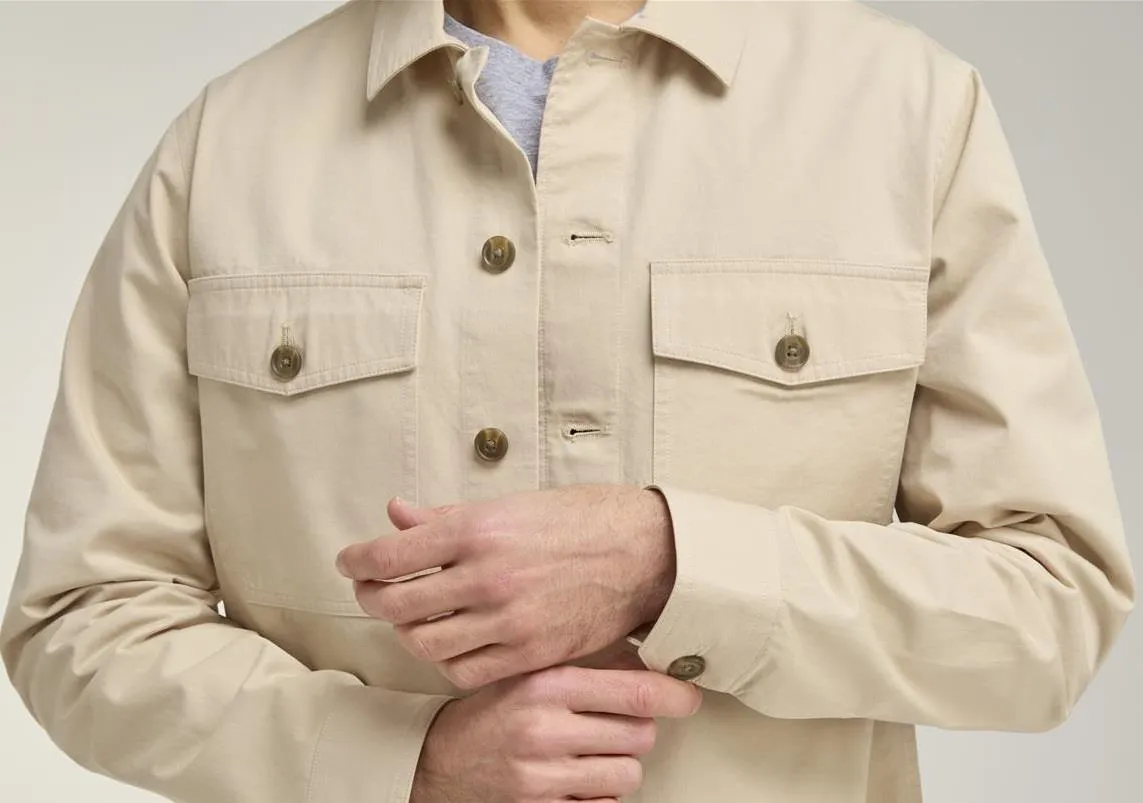 Double Two Long Sleeve Two Pocket Overshirt for Men's (DTLS1200) in Stone, 2XL-5XL