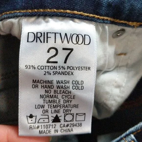 Driftwood Colette embroidered Raw Hem cropped jeans size 27