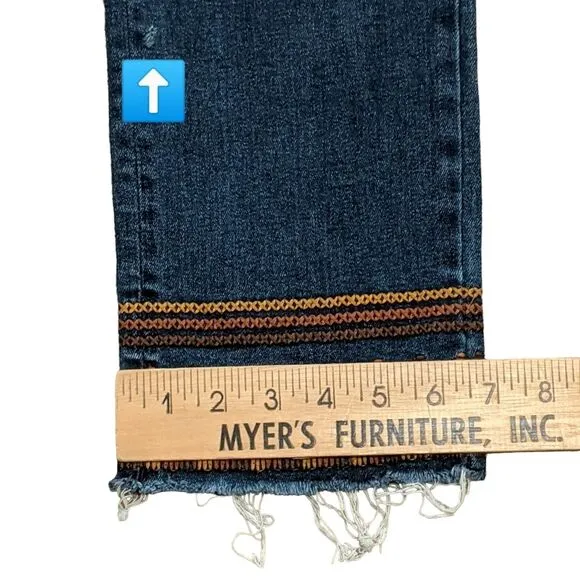 Driftwood Colette embroidered Raw Hem cropped jeans size 27