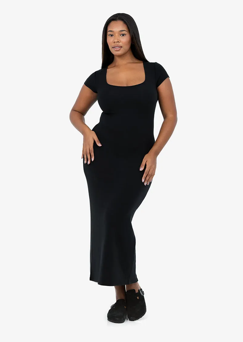 Effortless Short Sleeve Dress Black