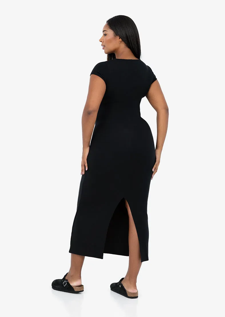 Effortless Short Sleeve Dress Black