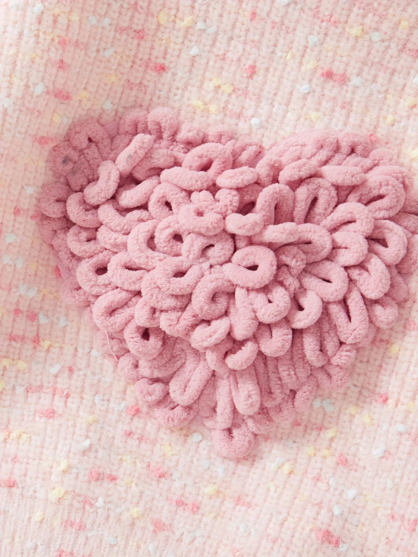 Elegant 3D Cute Heart Design Girls Casual Crew Neck Pullover Knitted Sweaters, Kids Clothes For Fall/Winter
