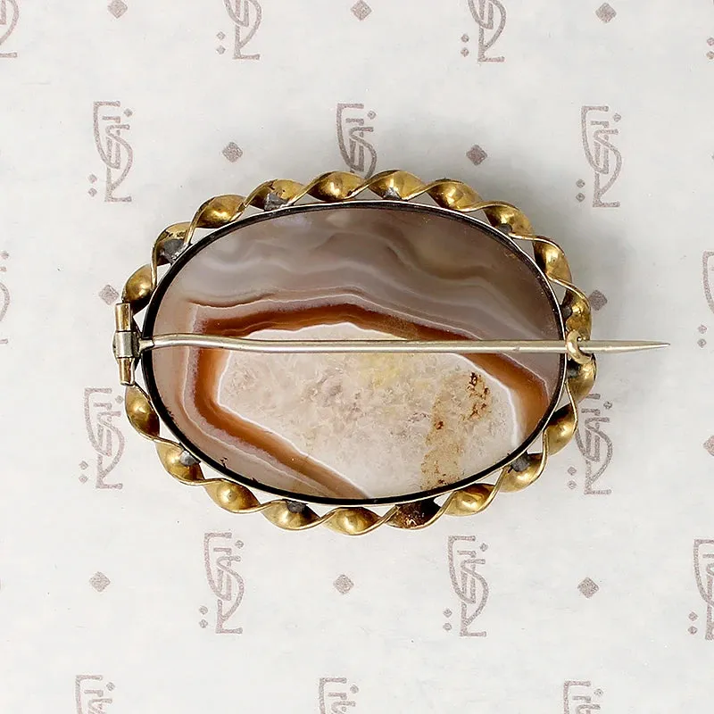 Elegant Antique Autumnal Agate Brooch
