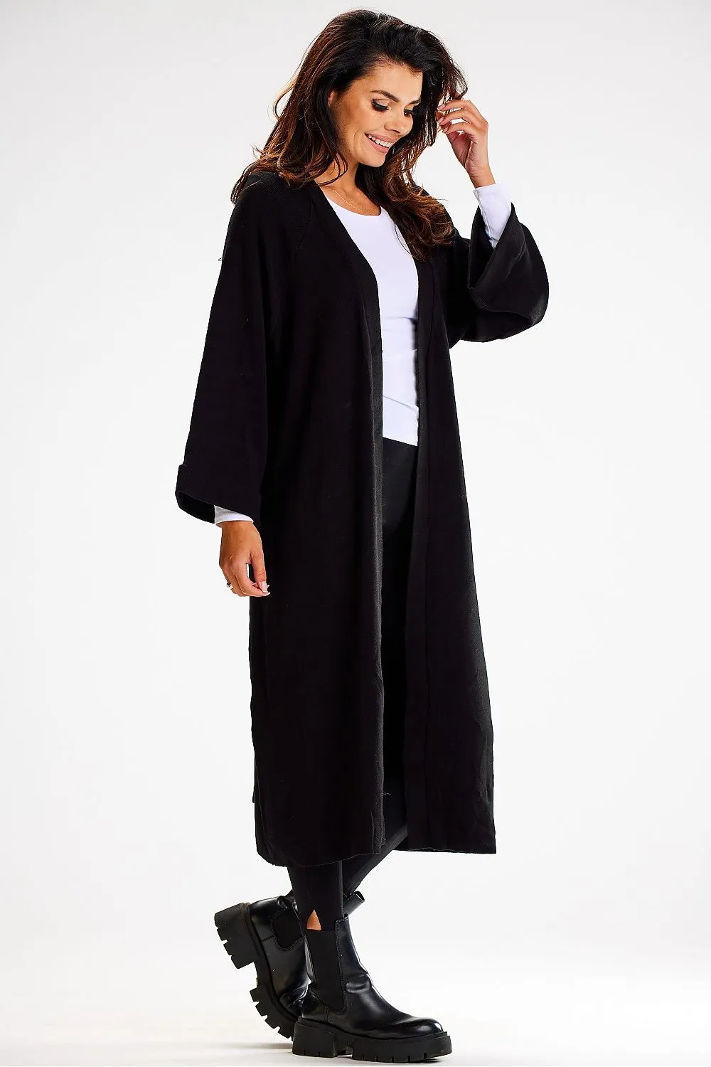 Elegant Belted Wide-Sleeve Cardigan
