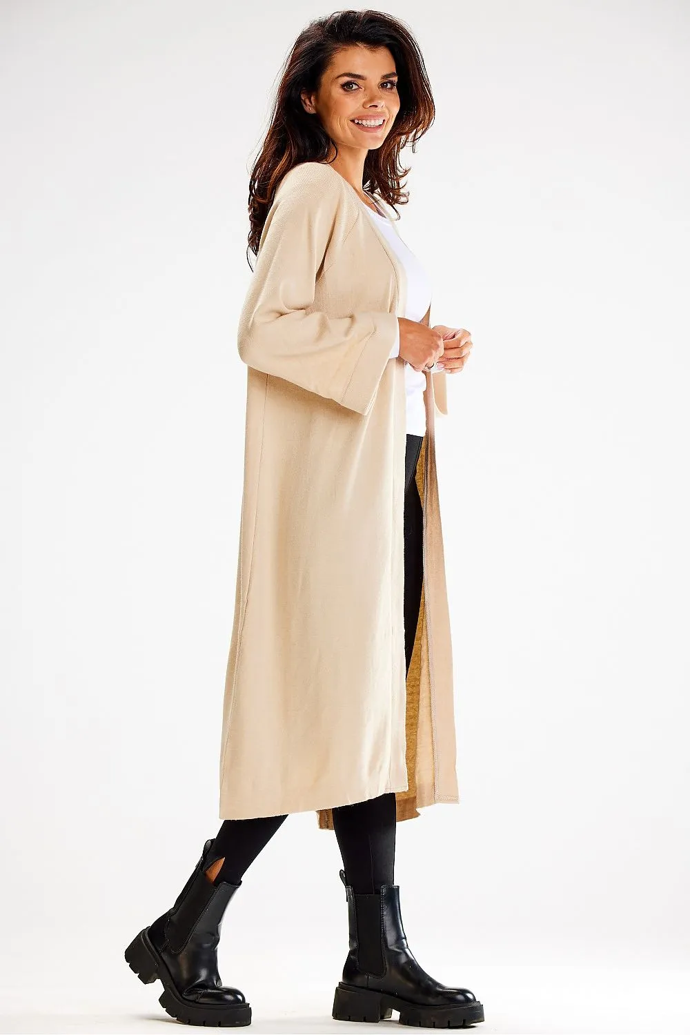Elegant Belted Wide-Sleeve Cardigan