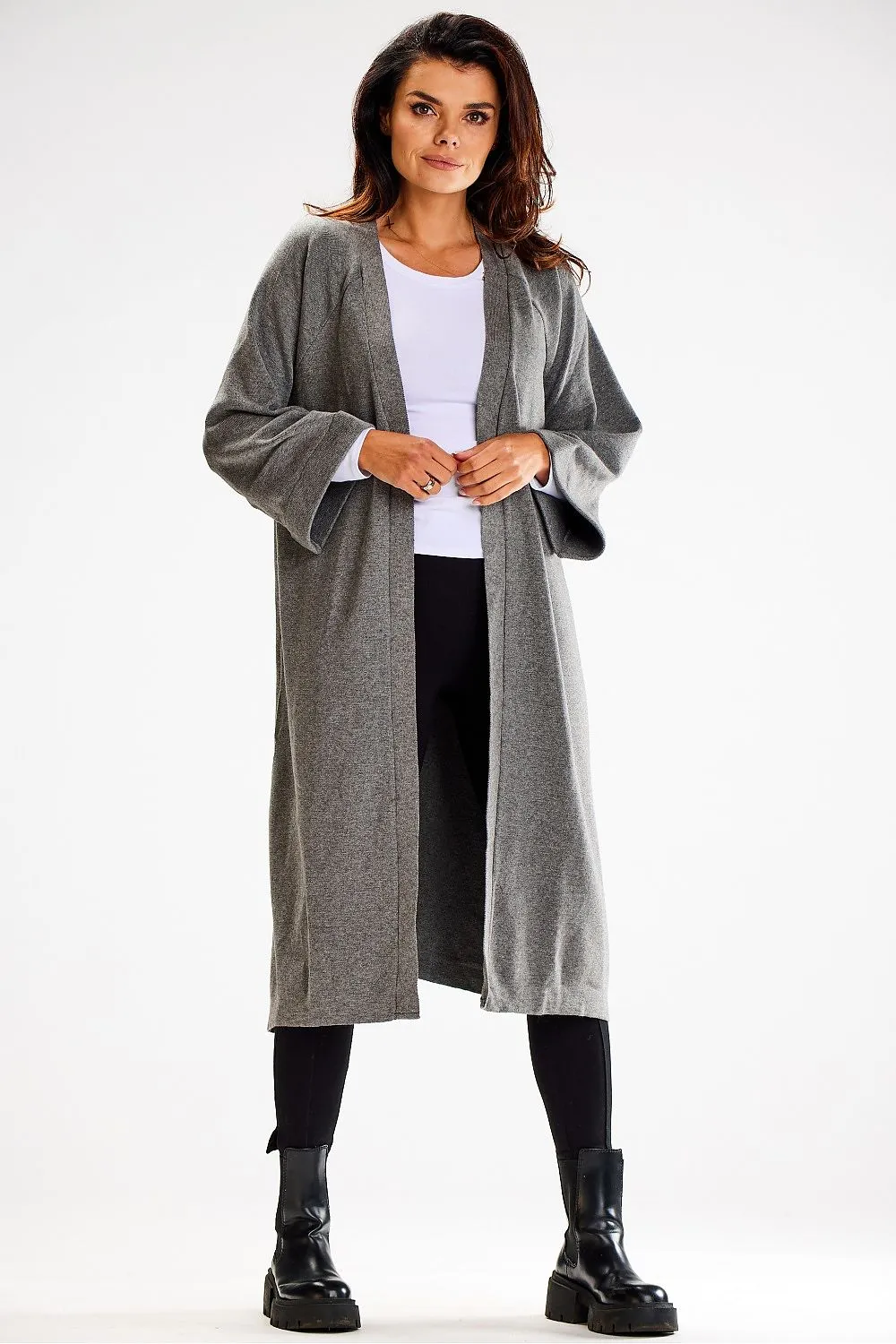 Elegant Belted Wide-Sleeve Cardigan