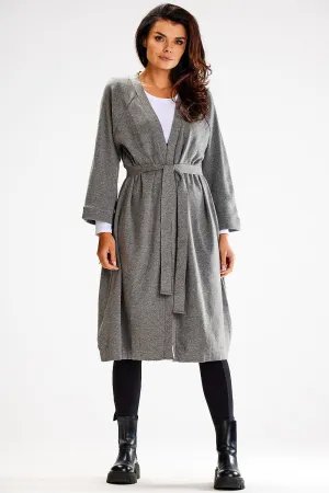 Elegant Belted Wide-Sleeve Cardigan