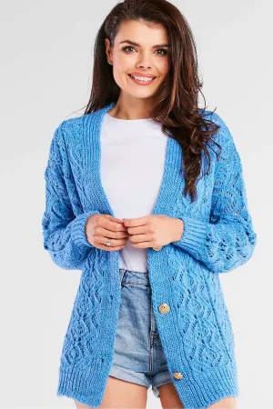 Elegant Button-Closure Oversized Cardigan