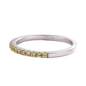 Elegant Half Eternity Light Yellow Sapphire Wedding Band