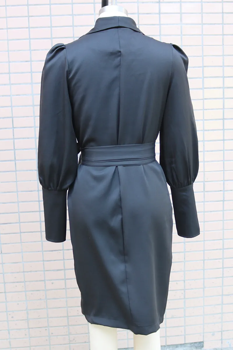Elegant Lace Up Buttons V Neck A Line Dresses