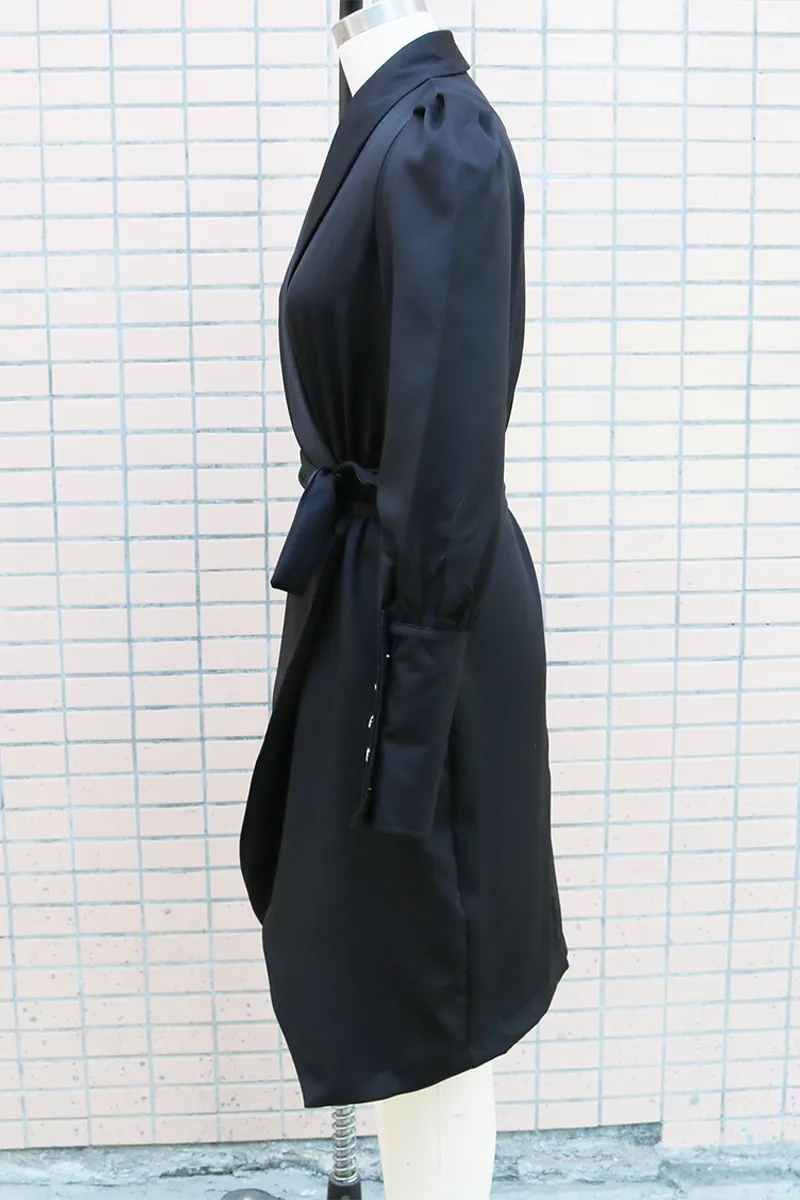 Elegant Lace Up Buttons V Neck A Line Dresses