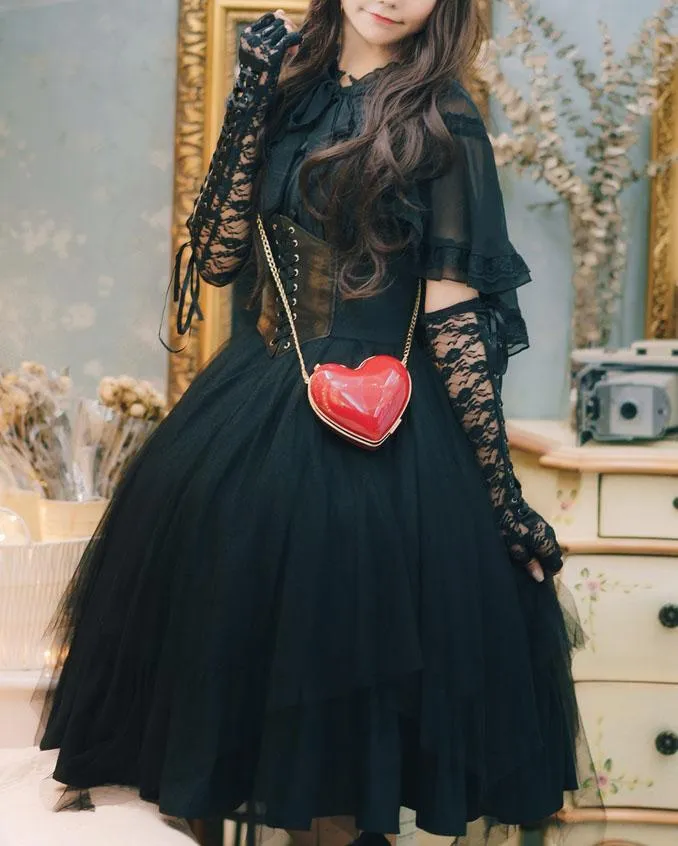 Elegant Lolita Ruffle Mesh Sleeve-less Dress SD00363