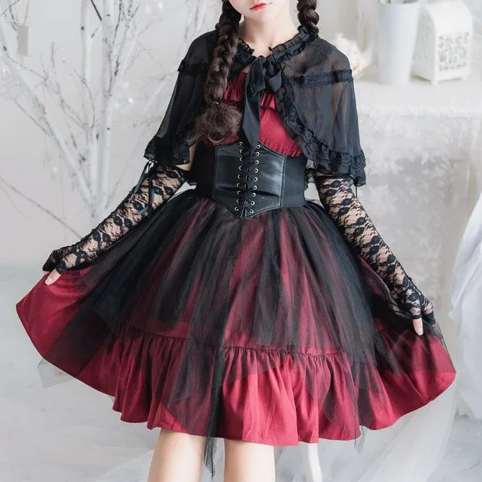 Elegant Lolita Ruffle Mesh Sleeve-less Dress SD00363