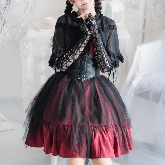Elegant Lolita Ruffle Mesh Sleeve-less Dress SD00363