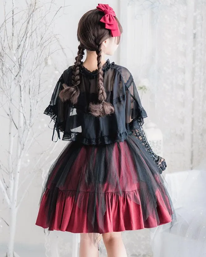 Elegant Lolita Ruffle Mesh Sleeve-less Dress SD00363