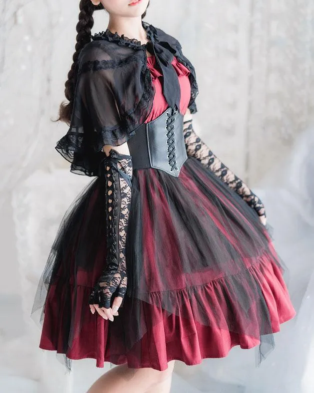 Elegant Lolita Ruffle Mesh Sleeve-less Dress SD00363