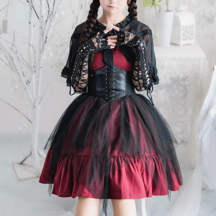 Elegant Lolita Ruffle Mesh Sleeve-less Dress SD00363
