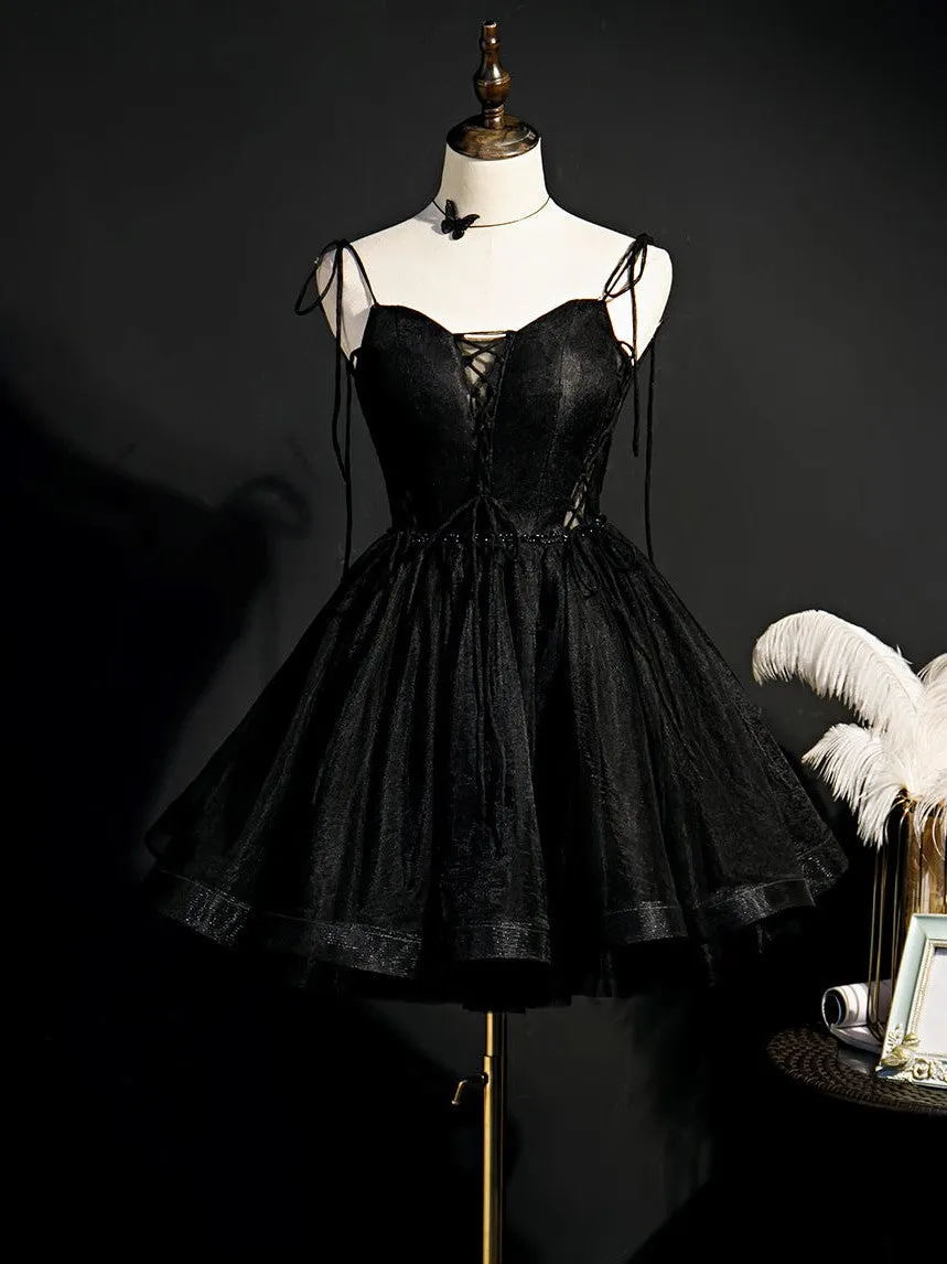 Elegant Spaghetti Straps Tulle Short Homecoming Dresses