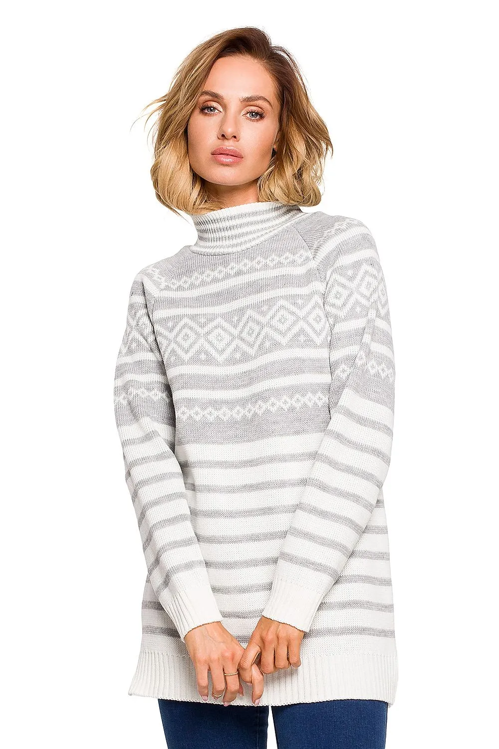 Elegant Striped Half-Zip Sweater