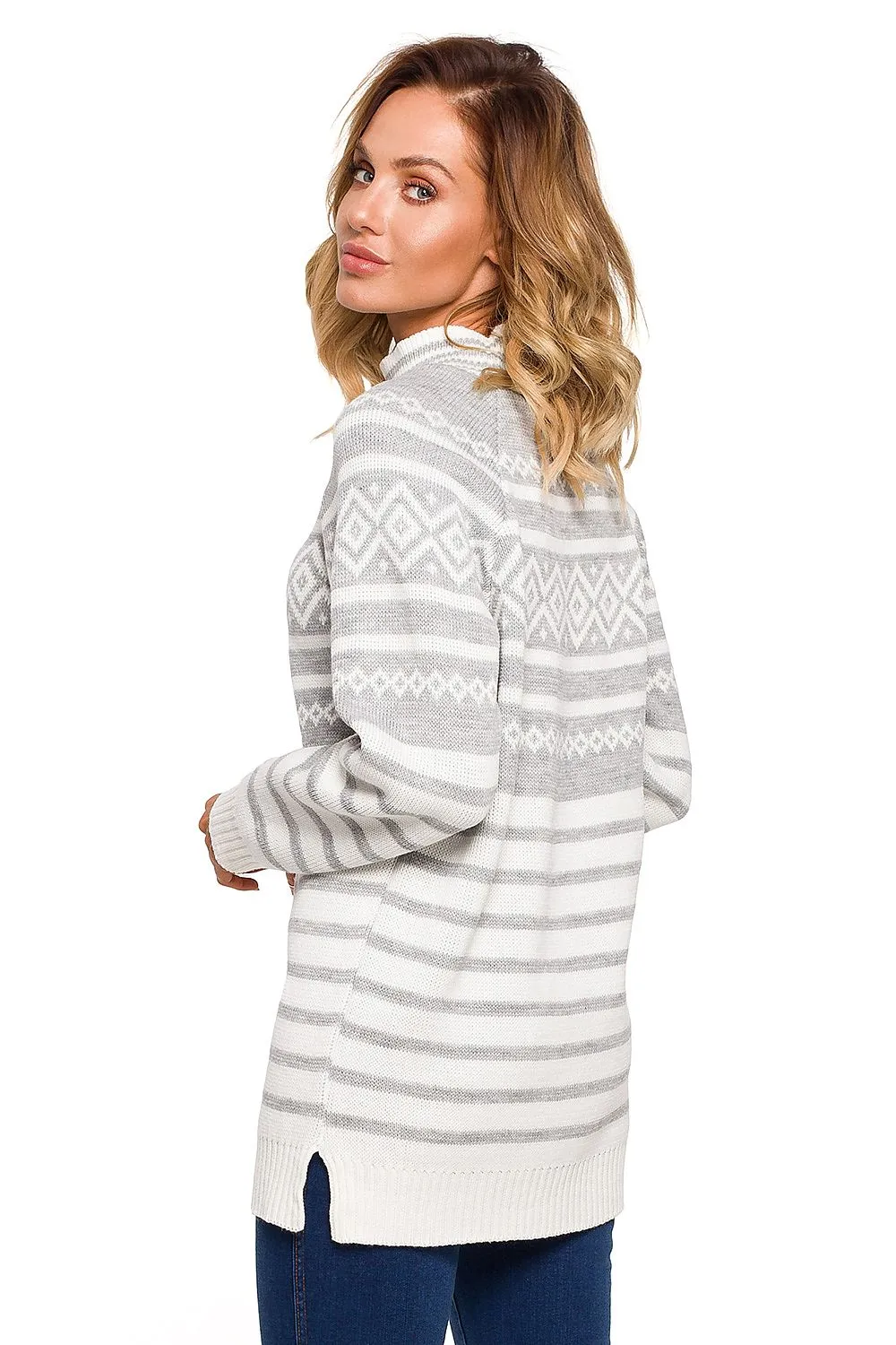 Elegant Striped Half-Zip Sweater