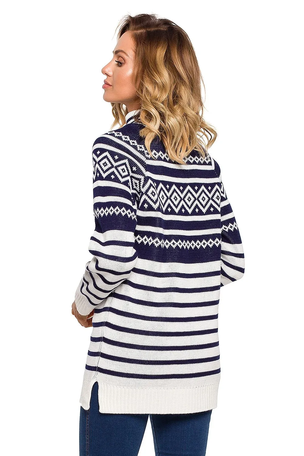 Elegant Striped Half-Zip Sweater