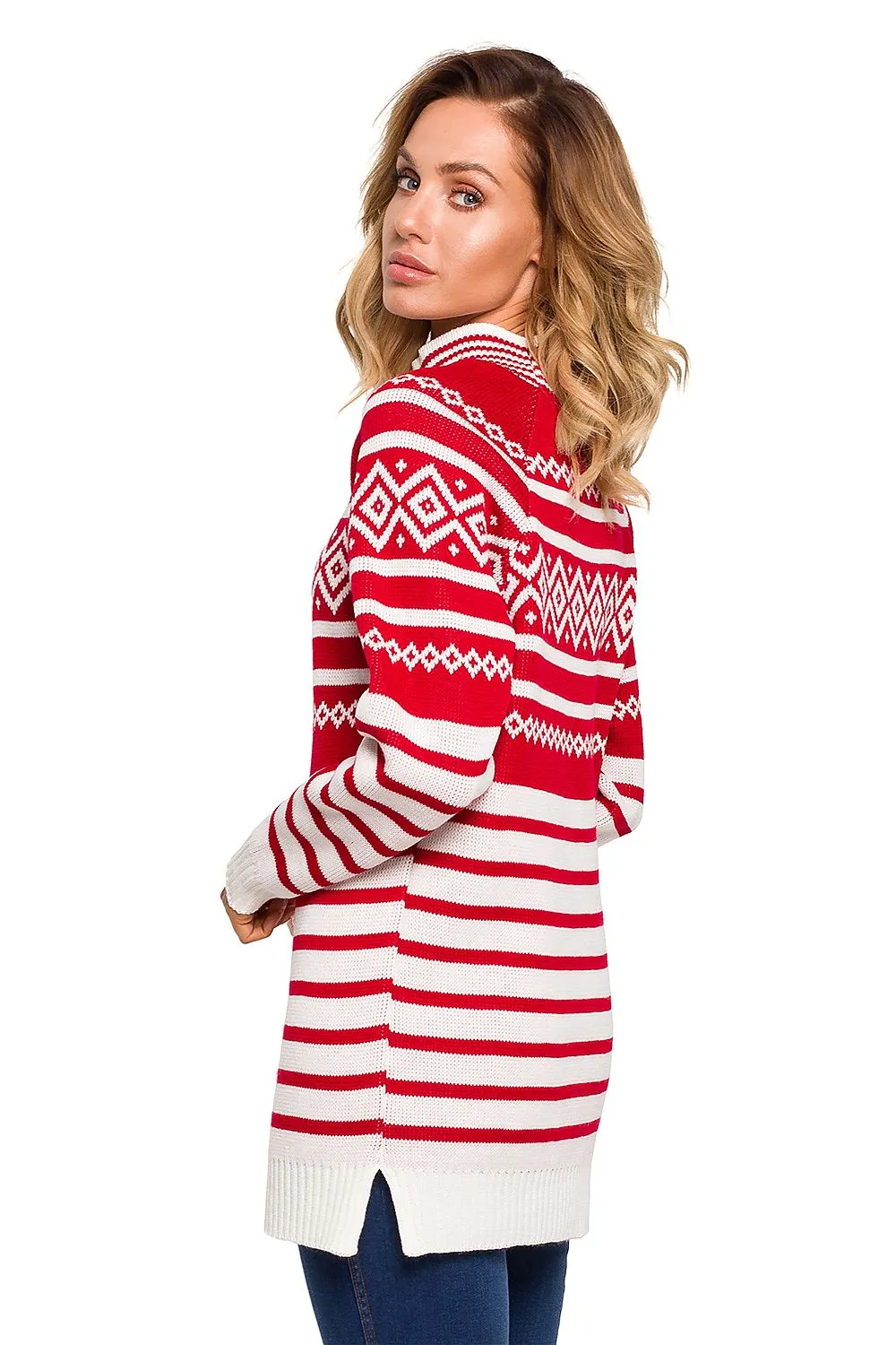 Elegant Striped Half-Zip Sweater