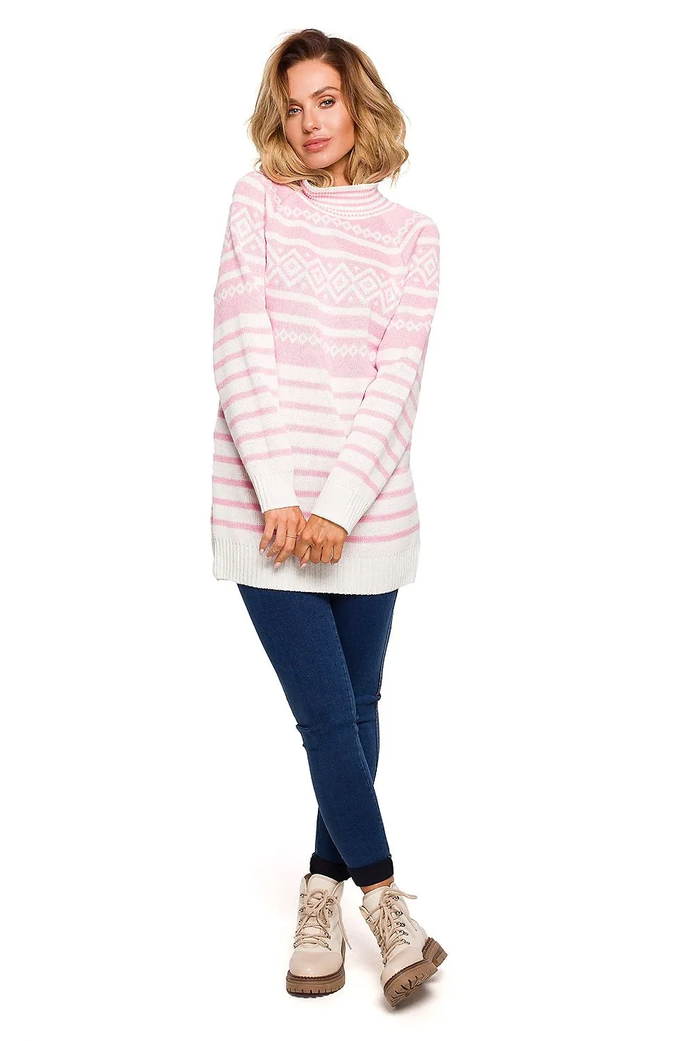Elegant Striped Half-Zip Sweater