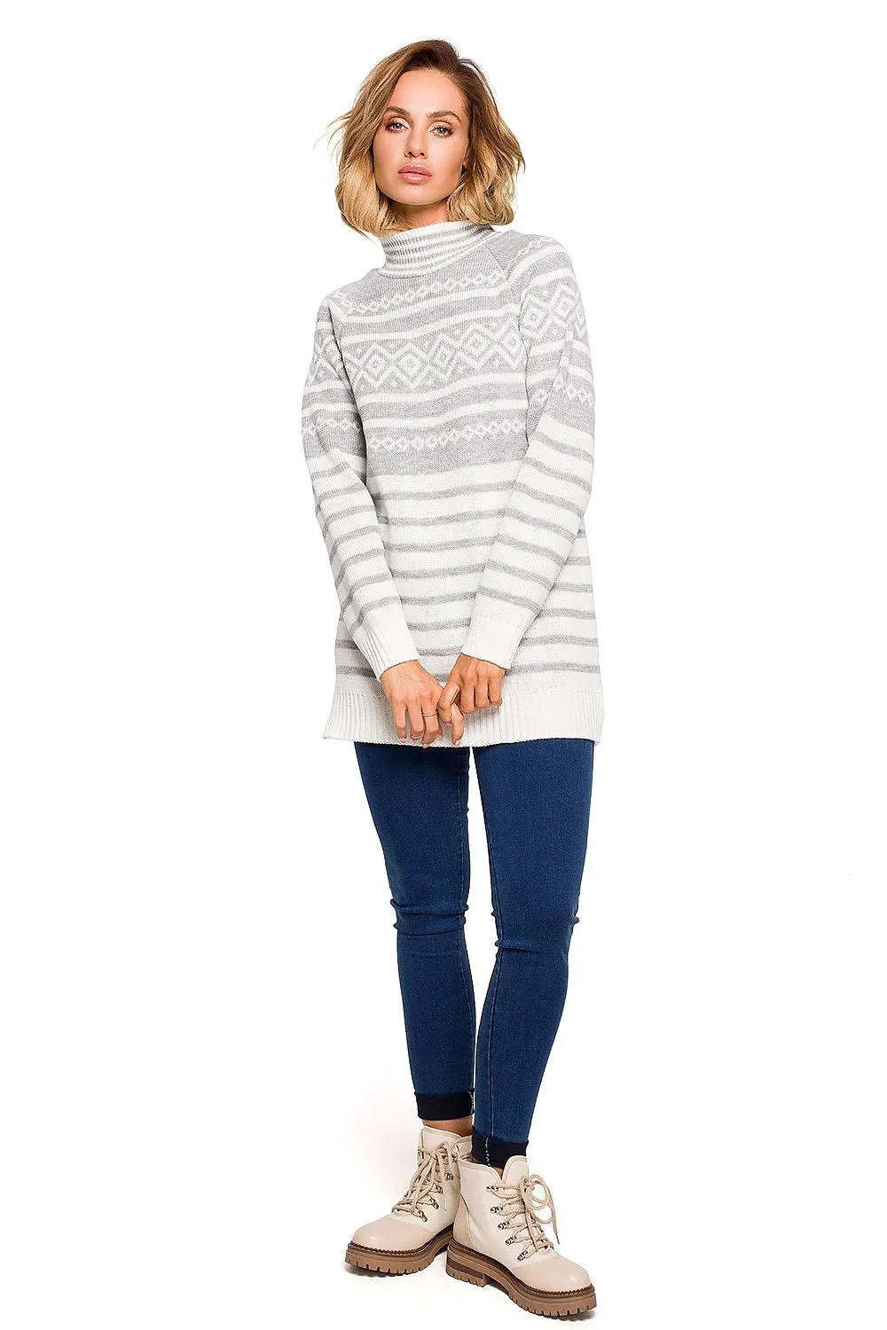 Elegant Striped Half-Zip Sweater
