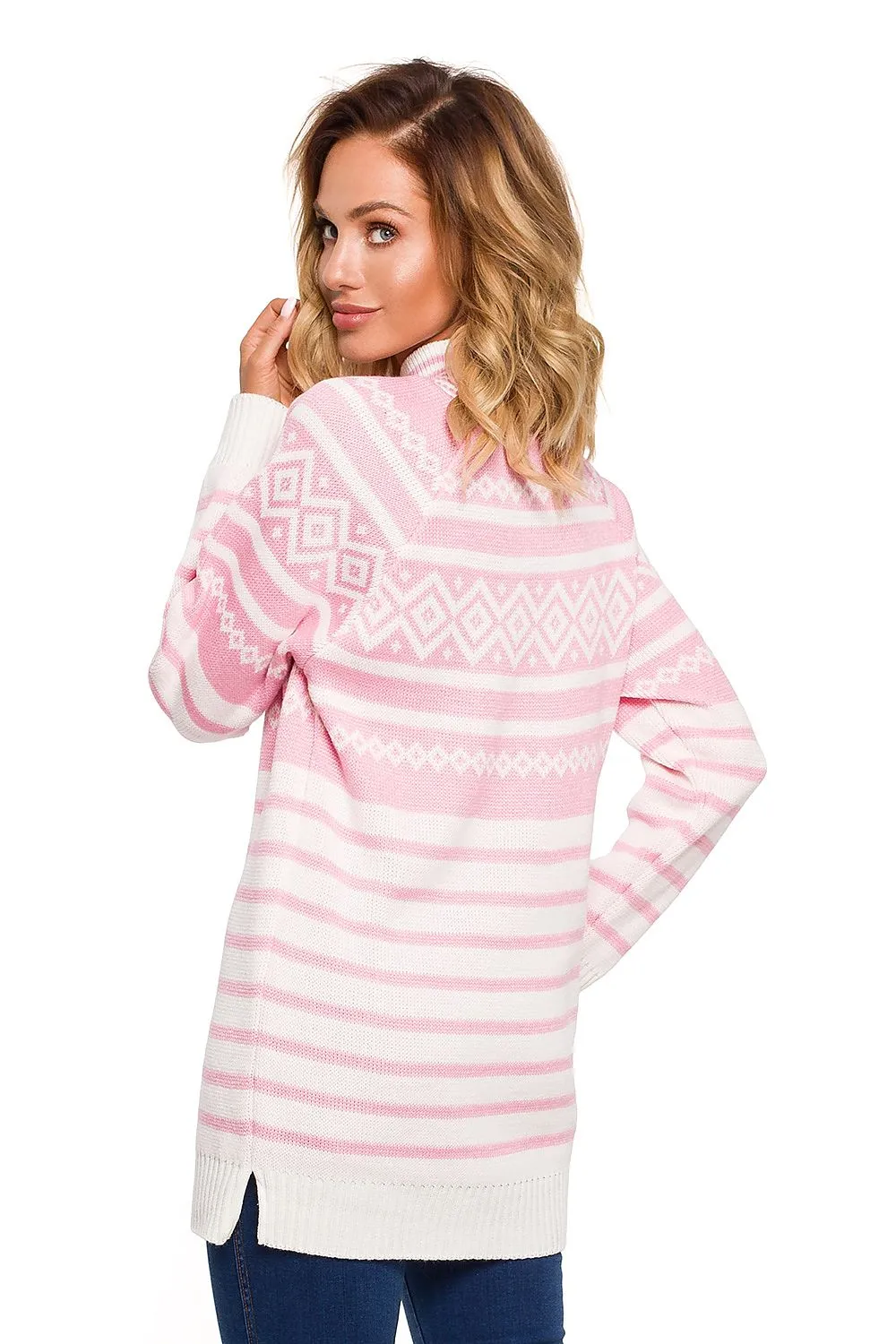 Elegant Striped Half-Zip Sweater