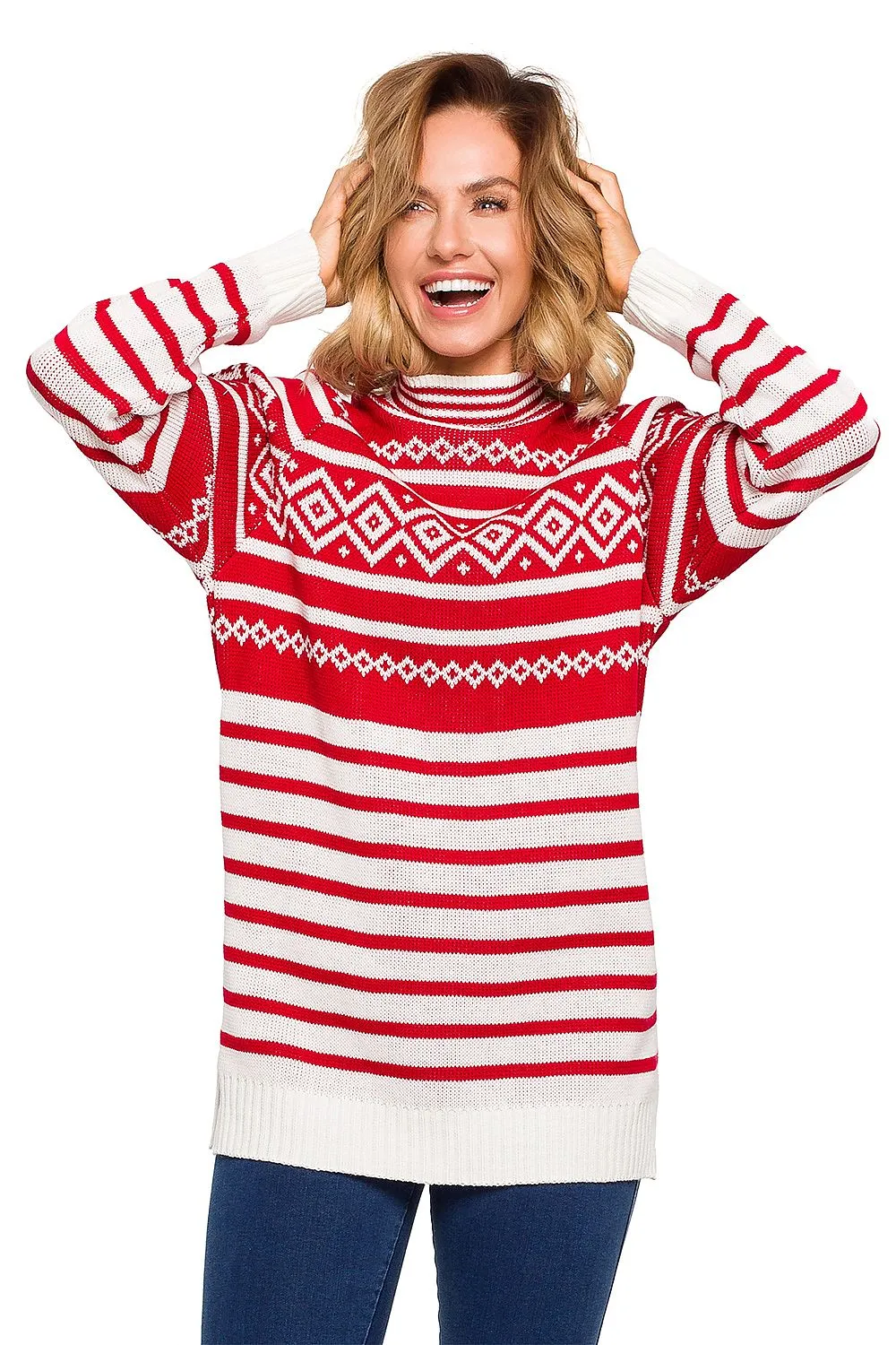 Elegant Striped Half-Zip Sweater