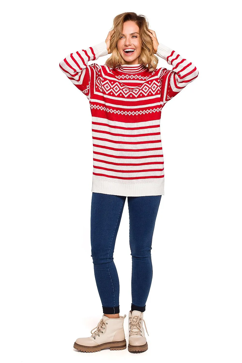 Elegant Striped Half-Zip Sweater