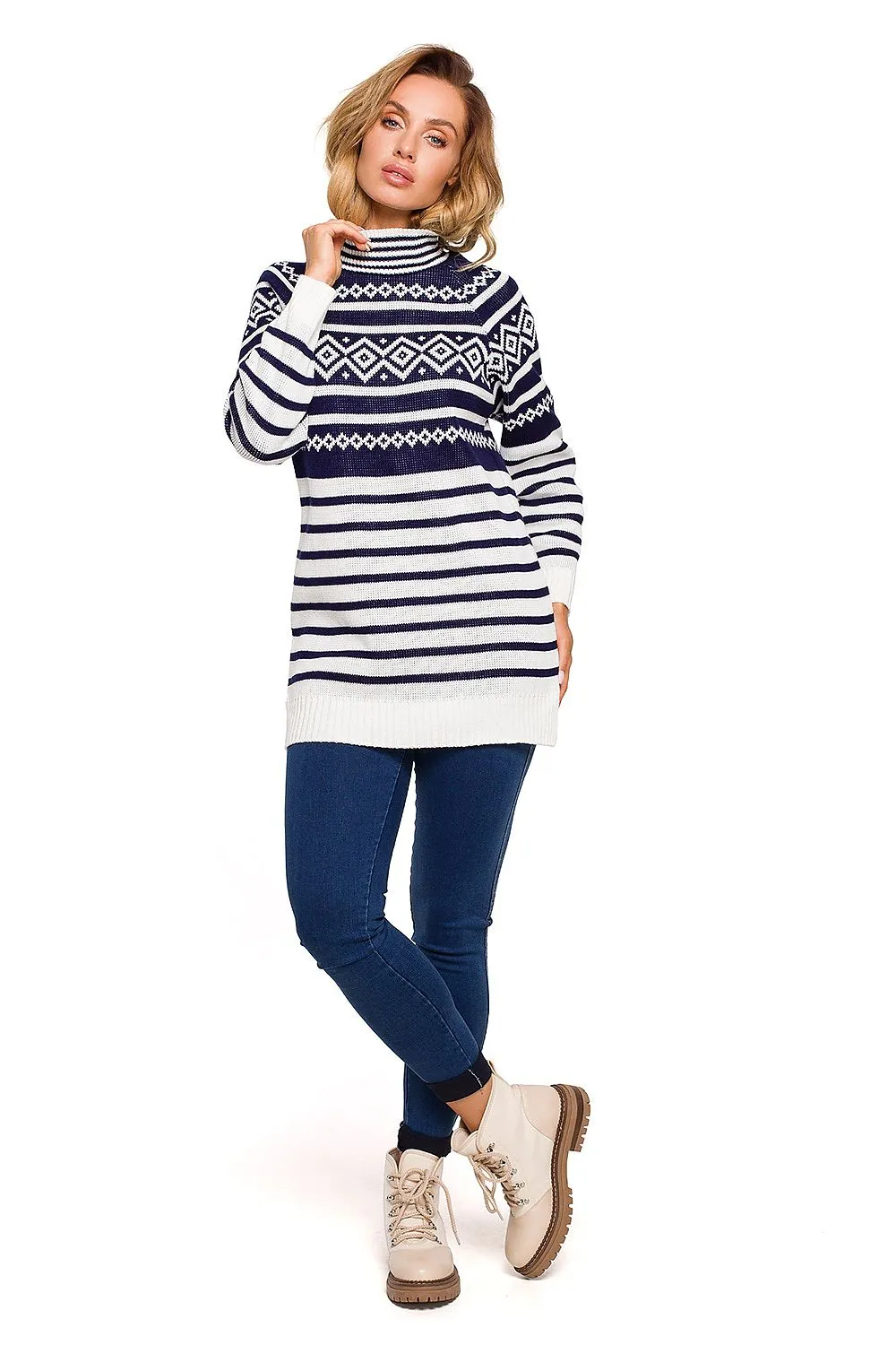Elegant Striped Half-Zip Sweater