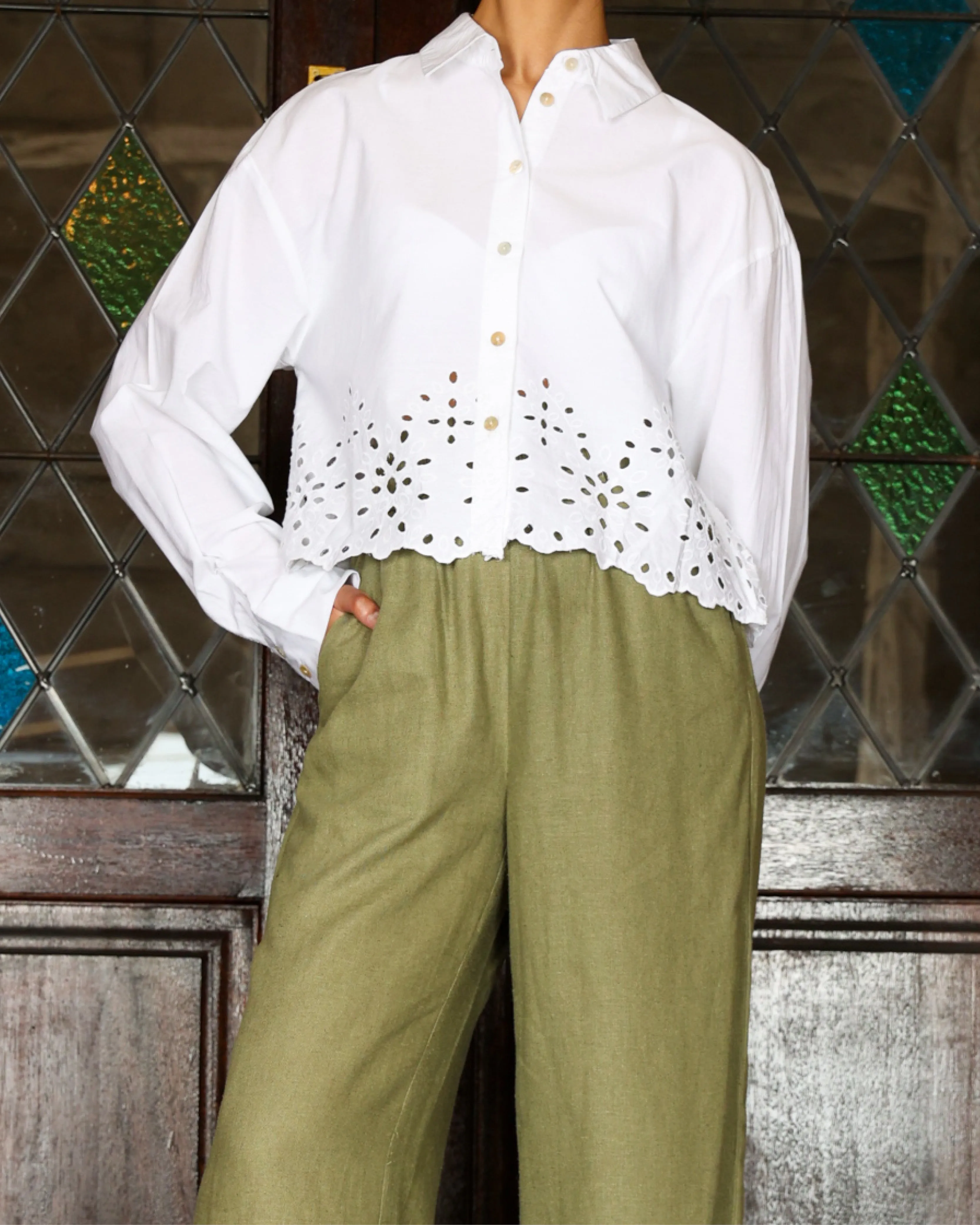 Embroidered Long Sleeve Cotton Shirt