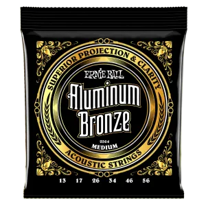 Ernie Ball Medium Aluminum Bronze Acoustic Guitar Strings, 13-56 Gauge