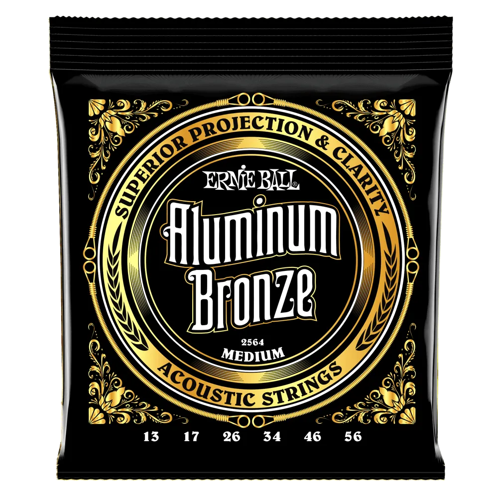 Ernie Ball Medium Aluminum Bronze Acoustic Guitar Strings, 13-56 Gauge