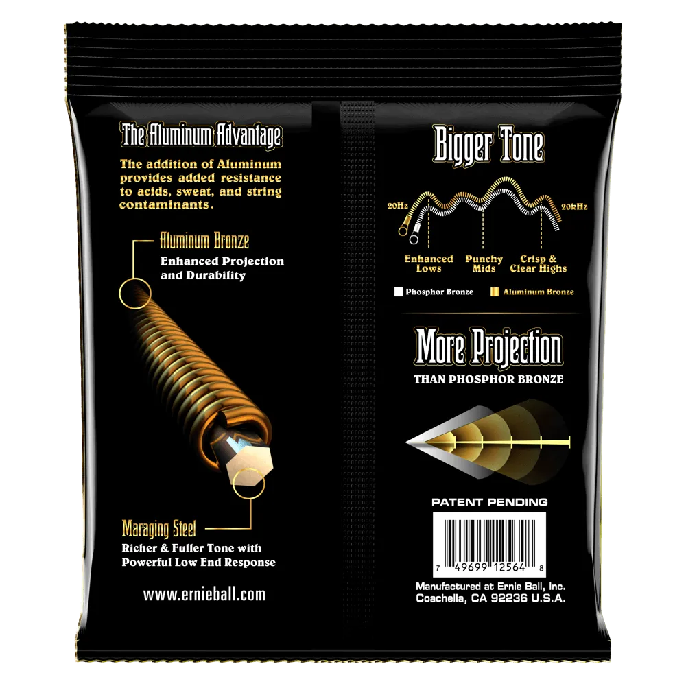 Ernie Ball Medium Aluminum Bronze Acoustic Guitar Strings, 13-56 Gauge