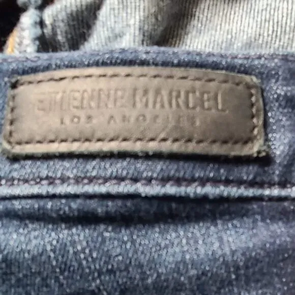 ETIENNE MARCEL Indigo Skinny Raw Hem Crop Jeans Zipper Pockets EM1043 Women's 27
