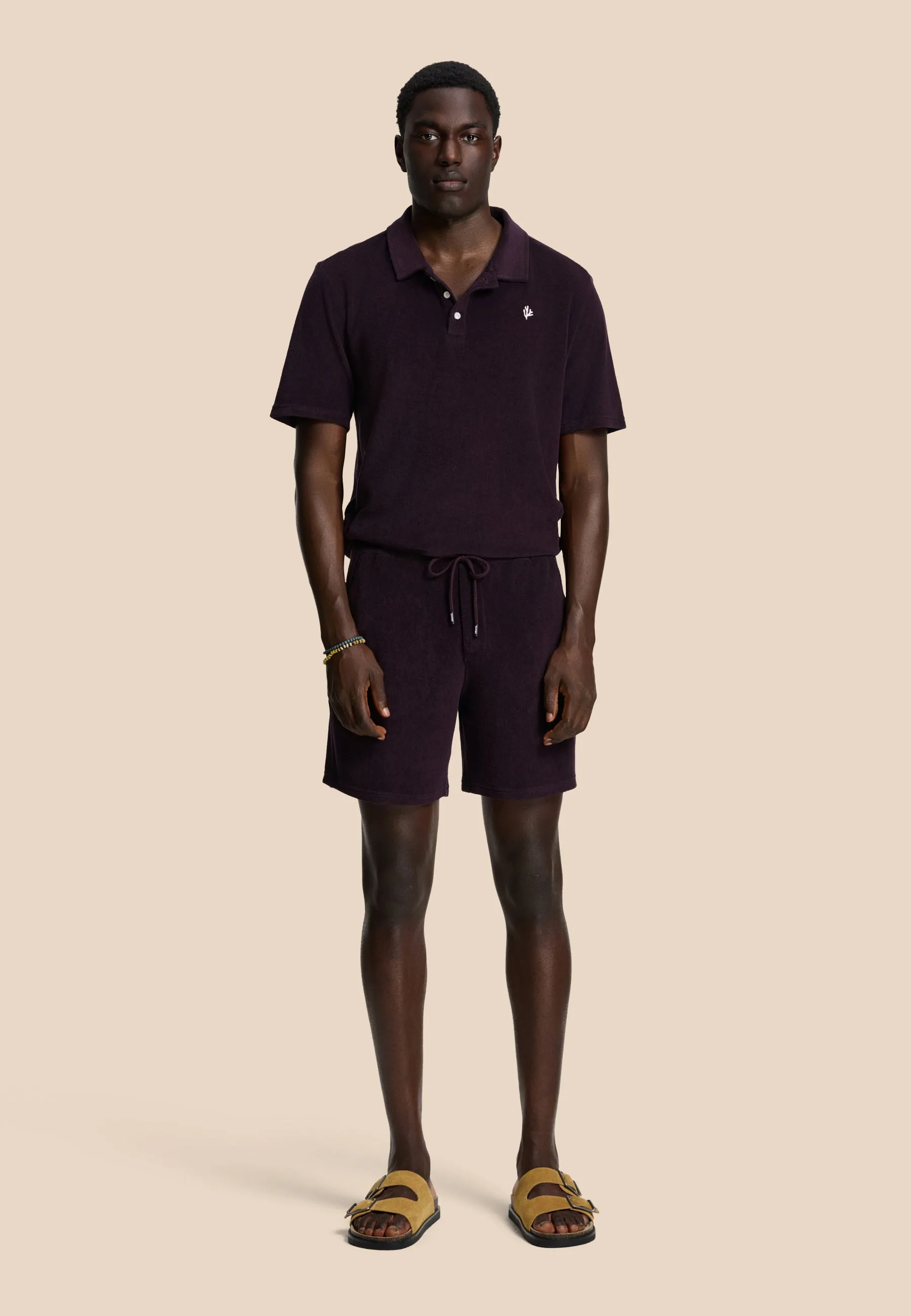 EVAN toweling shorts solid | purple rock