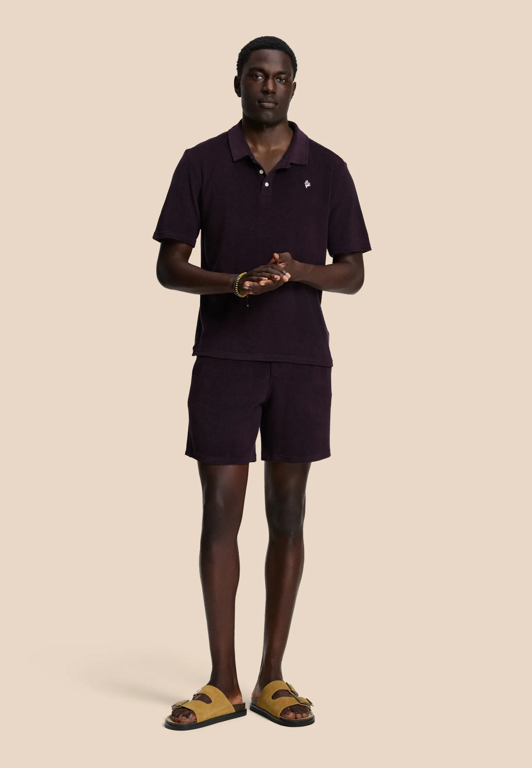 EVAN toweling shorts solid | purple rock