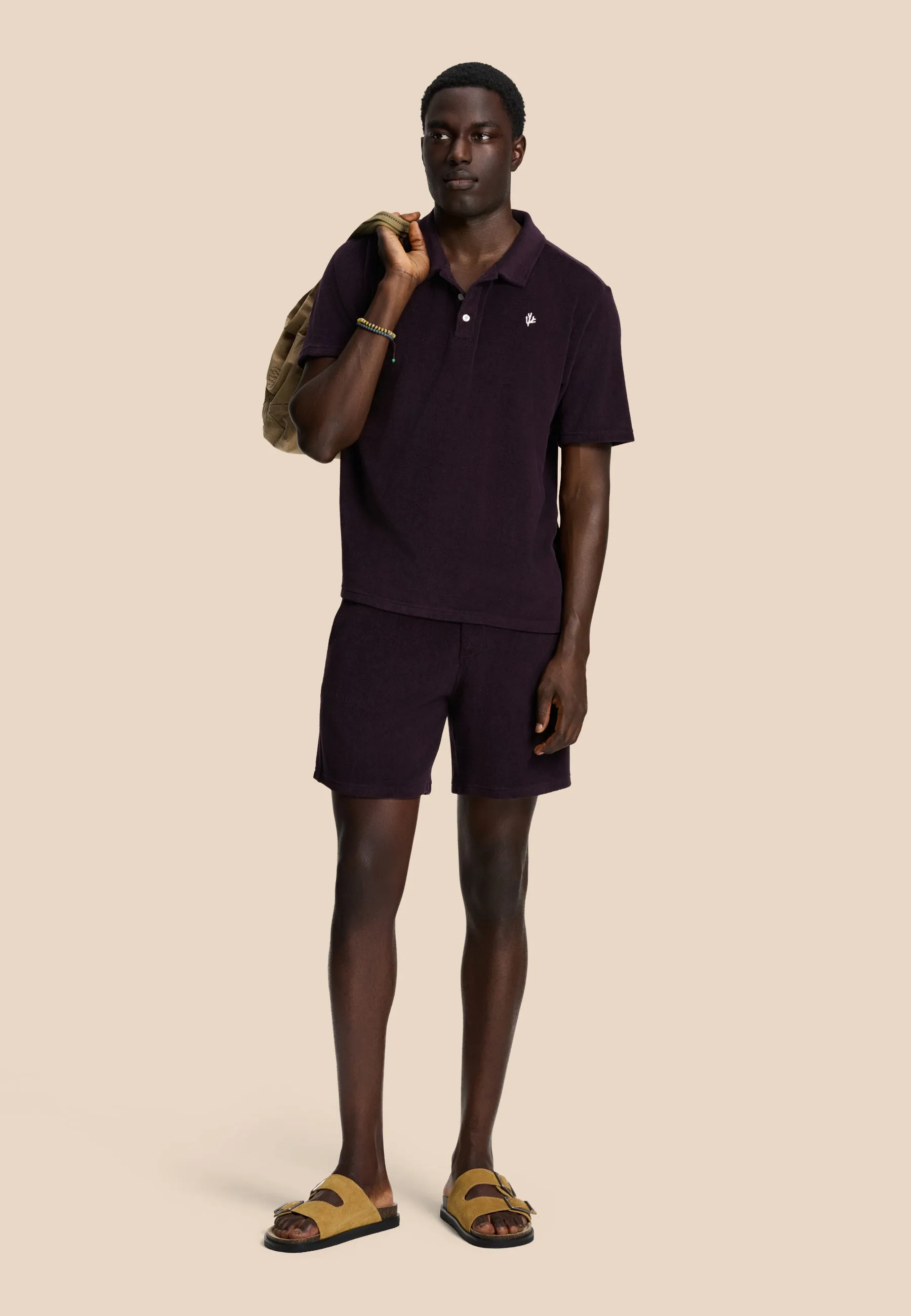 EVAN toweling shorts solid | purple rock